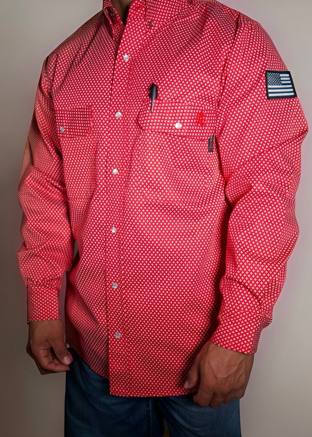 FR Pearl Snap Work shirt - Alpha Red Static FR