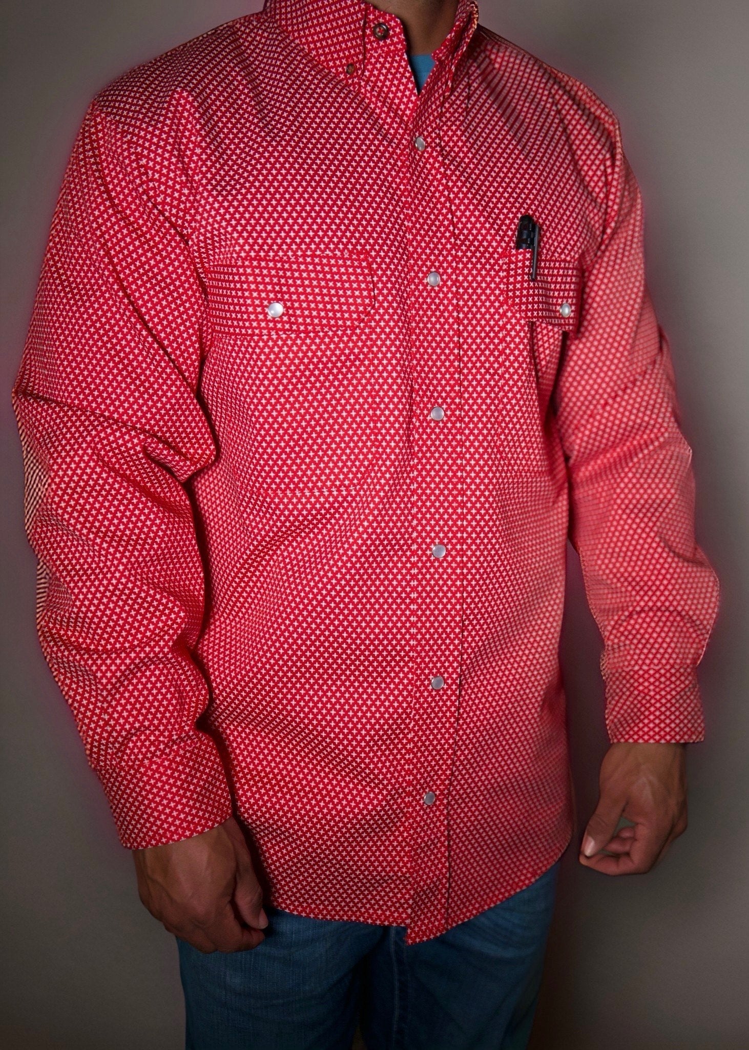 FR Pearl Snap Work shirt - Alpha Red Static FR