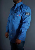 FR Pearl Snap Work Shirt - Royal Blue Static FR