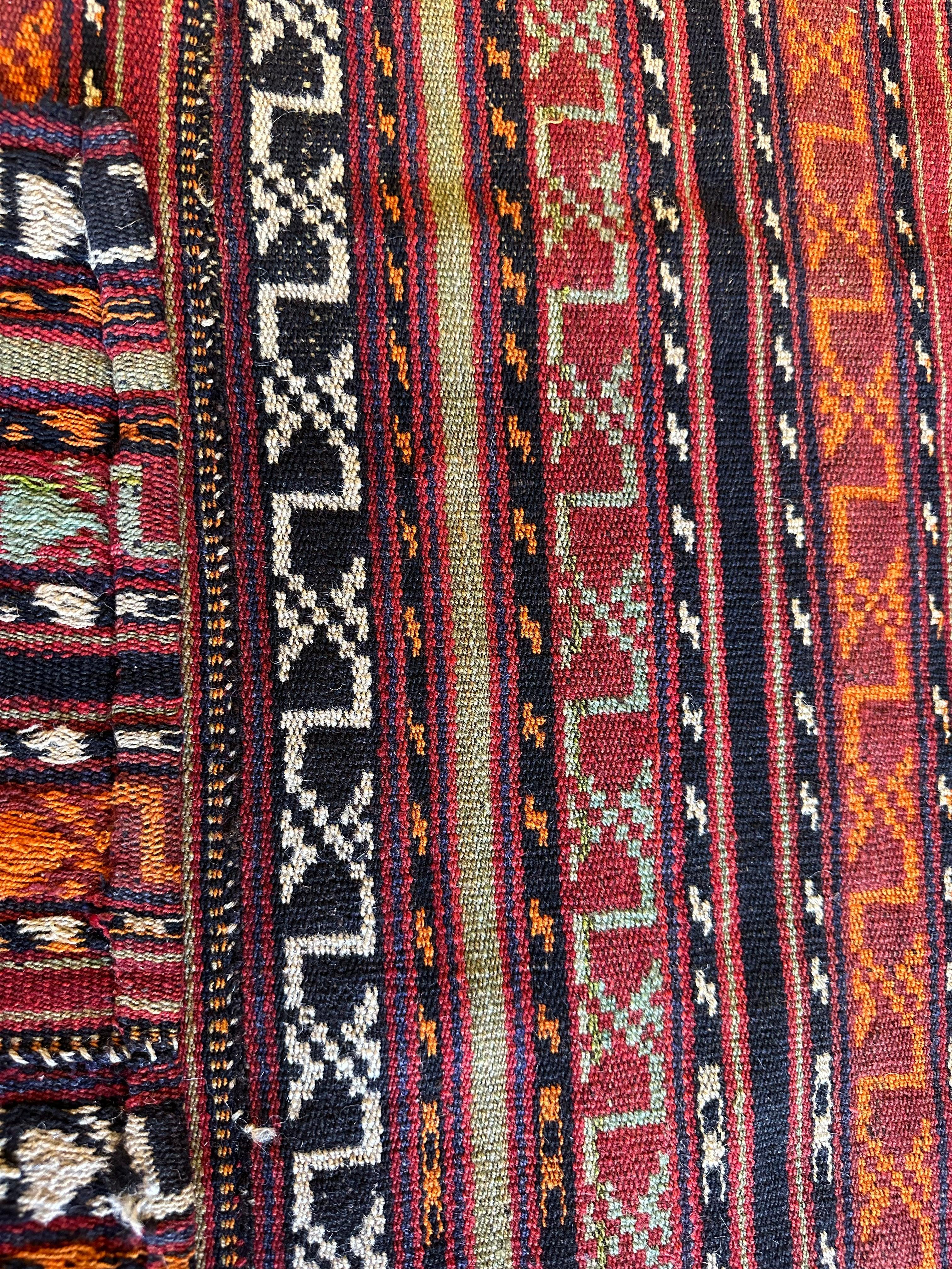 UNIQUE Antique Square Azerbijani Shahsavan Jajim Rug 6’4” x 6’8”