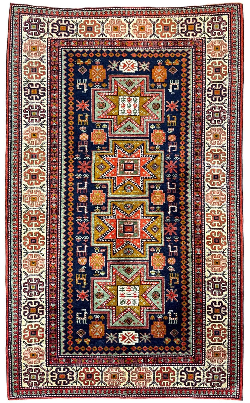 Vintage Armenian Karabakh/Artsakh Wool Rug | 1960s Hand-Knotted 4x7