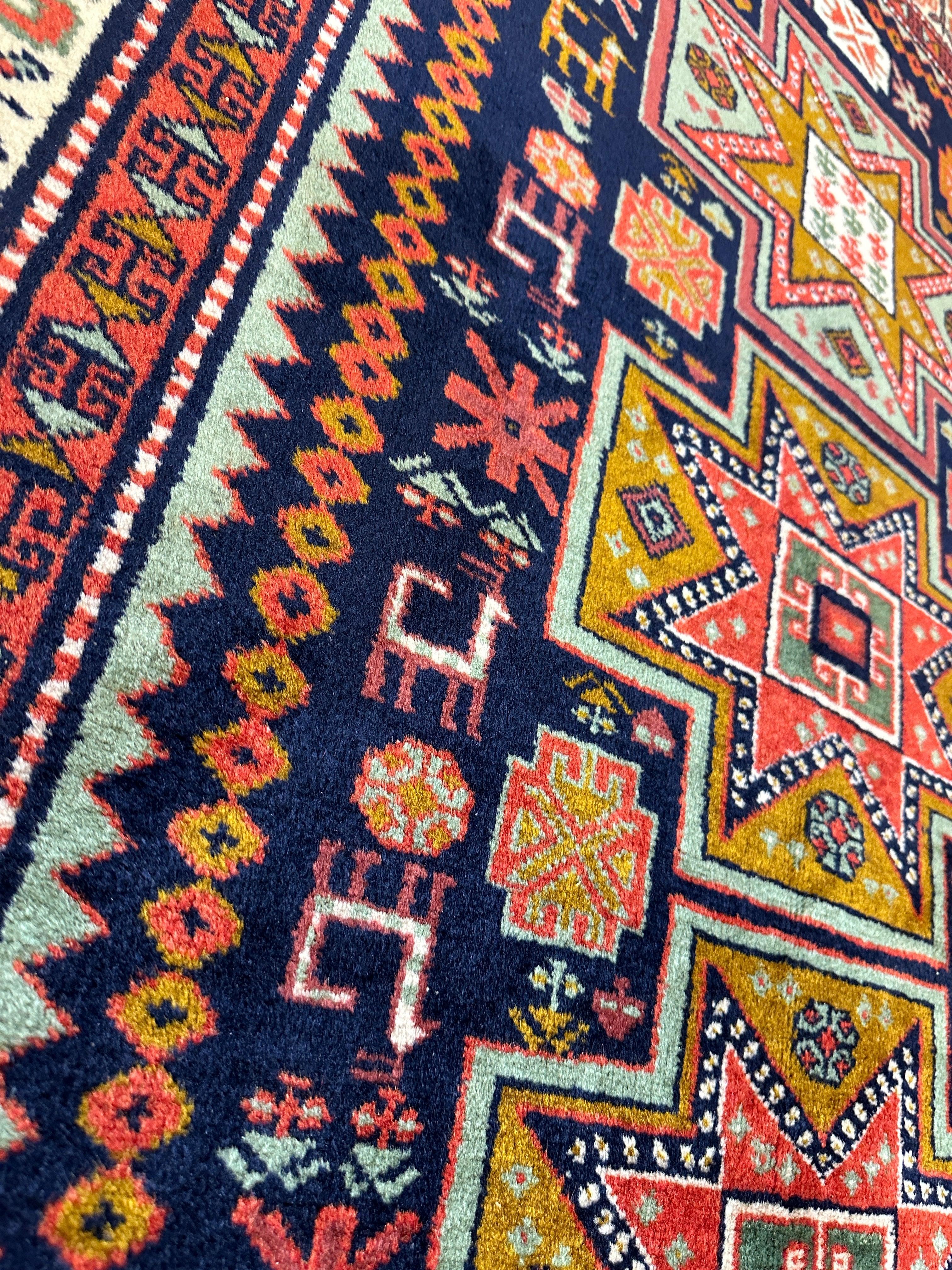 Vintage Armenian Karabakh/Artsakh Wool Rug | 1960s Hand-Knotted 4x7